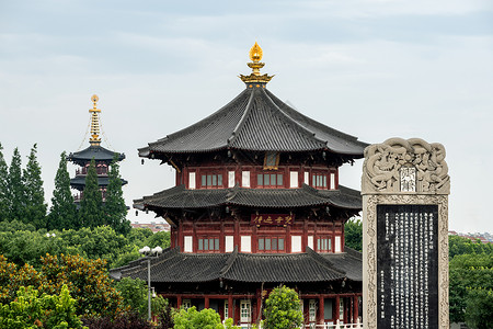 著名古建筑苏州著名旅游景点寒山寺背景