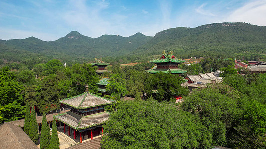 河南文物航拍5A景区嵩山少林寺背景