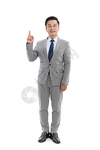 一根领带穿正装的中年男人竖一根手指背景
