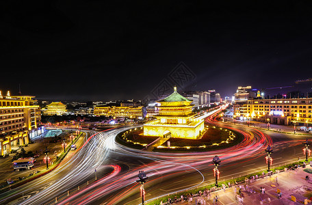 西安钟楼夜景高清图片