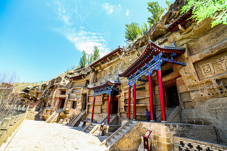 榆林红石峡石窟红石峡景区背景