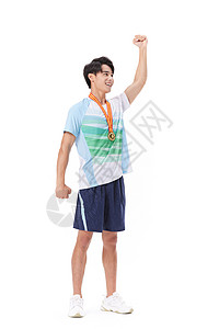 胸前挂着金牌的运动员形象高清图片
