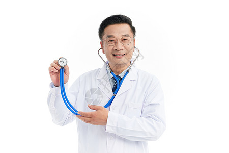 呼吸系统中年医生使用听诊器背景