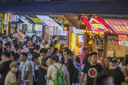 集市夜景繁华夜经济夜市摆摊背景