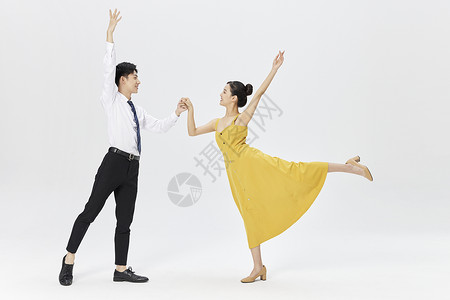 情侣双人舞蹈动作展示图片素材