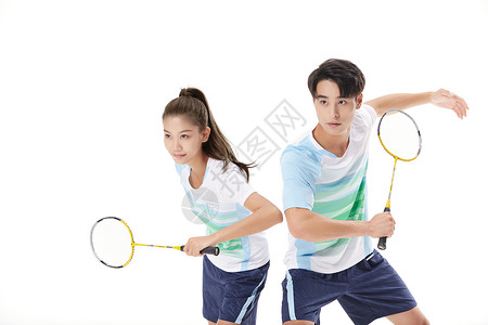 搭档羽毛球男女混合双打运动员形象背景