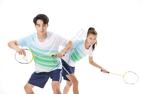 羽毛球男女混合双打形象高清图片