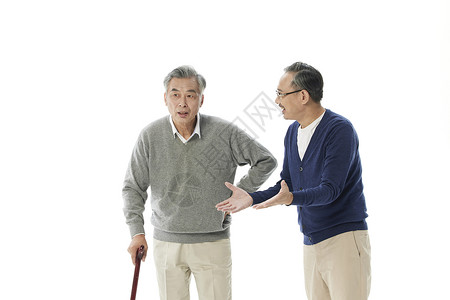 两位老年男性聊天无助高清图片素材