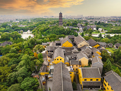 扬州旅游地标观音禅寺航拍背景图片