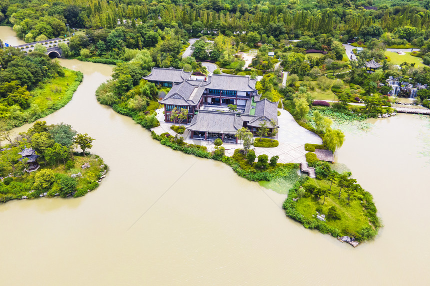5A风景区扬州瘦西湖航拍图片