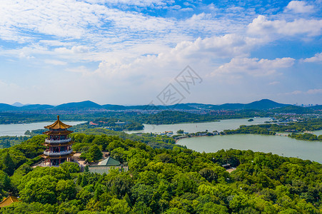 太湖风光航拍无锡鼋头渚景区背景