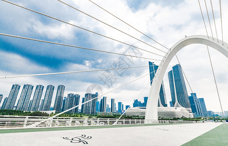 南京大桥南京河西CBD双子塔与南京眼大桥背景