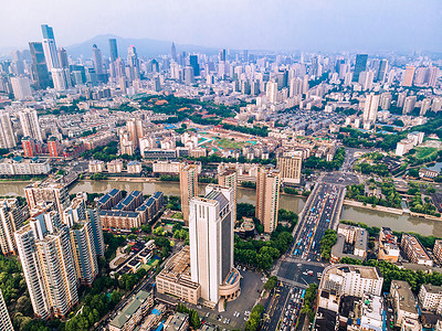 江苏南京城市商业建筑群航拍背景图片