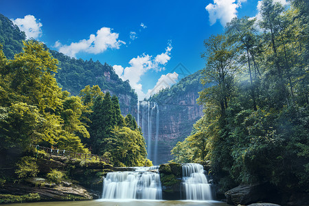 流水效果重庆四面山望乡台大瀑布背景