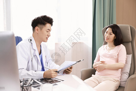 定期产检孕妇在医院做产前检查背景