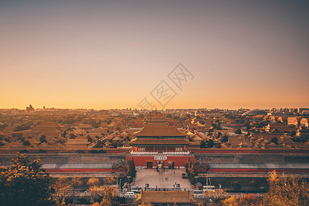 北京秋景北京秋天秋景地标故宫背景