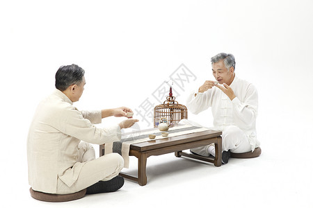 中老年男性喝茶聊天图片素材