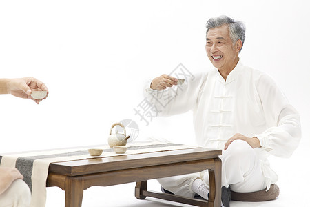 老年人喝茶形象图片素材