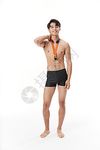 五一节动素材获得冠军的跳水游泳远动男性背景