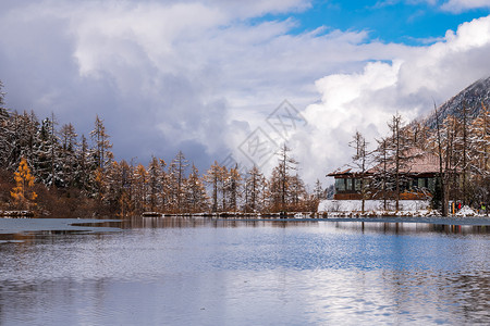 阳湖四川阿坝州毕棚沟雪山风景背景