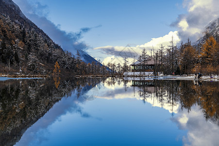 四川阿坝州毕棚沟日落风景背景