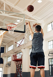 篮球背影篮球运动青年投篮背影背景