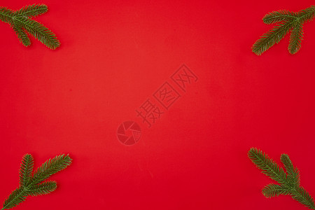 红色简约圣诞装饰品背景图片