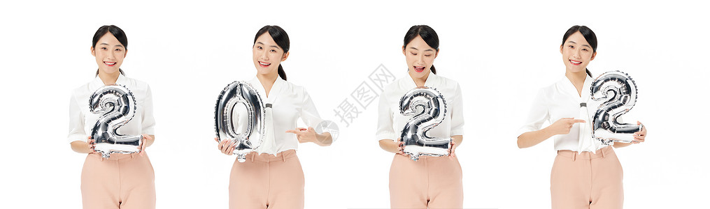 美女欢乐迎接新年2022高清图片