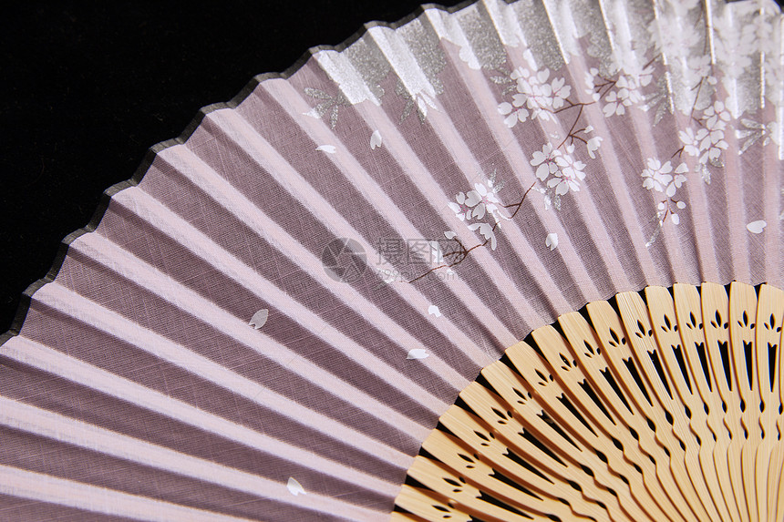 粉色樱花日本和风折扇图片