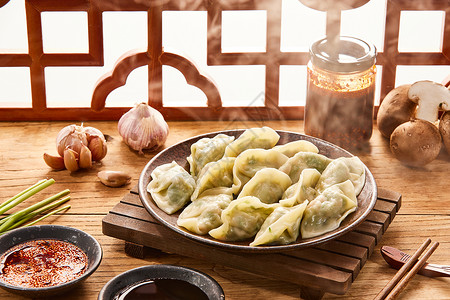 南方春节习俗刚出锅的美味饺子背景
