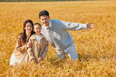 秋季郊游的快乐一家人形象图片