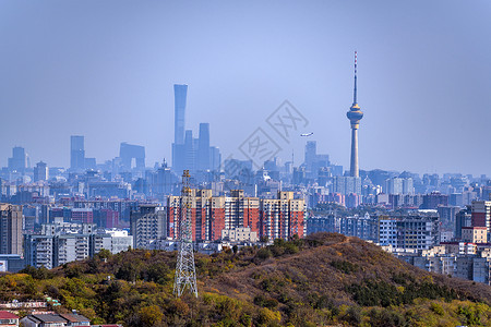 门头沟远眺北京城市建筑背景图片