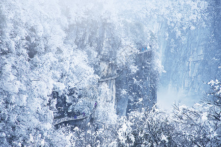 唯美湖南张家界雪景高清图片