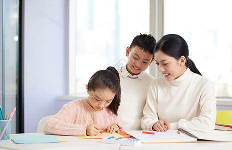 学习简笔画小女孩课外学习美术绘画背景