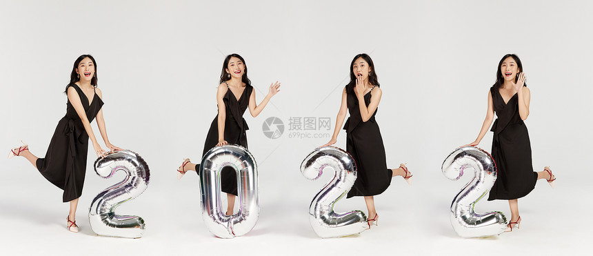 青年美女2022跨年概念图片