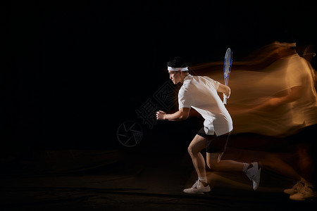 打网球的男性运动轨迹背景图片