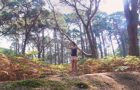 登山观景的女性图片