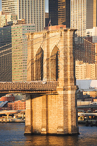 纽约市河上的桥布鲁克林大桥高清图片素材