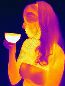 女性喝茶的热感形象背景图片