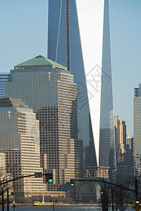 纽约的摩天大楼路灯高清图片素材