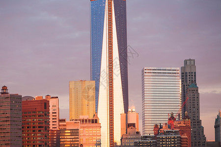 日落时纽约市天际摩天大楼高清图片素材