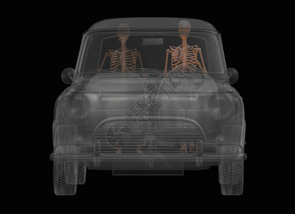 驾驶汽车和客乘的骨架3D图背景图片