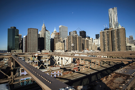 美国纽约市曼哈顿的风景空中轮廓线高清图片素材
