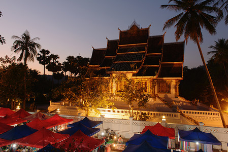 老挝琅勃拉邦夜市高清图片