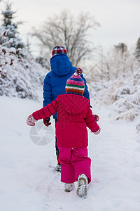 哥和姐在雪中走来去图片