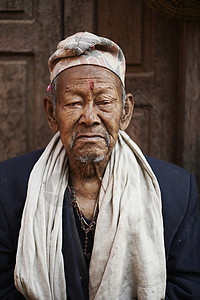 尼泊尔加德满都Thamel高老年子肖像图片