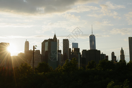美国纽约黎明时的曼哈顿图片