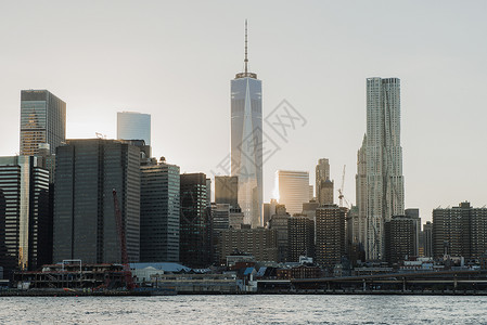 美国纽约城市风貌空中轮廓线高清图片素材