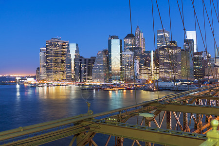 美国纽约布鲁克林桥的曼哈顿天线建筑外部高清图片素材