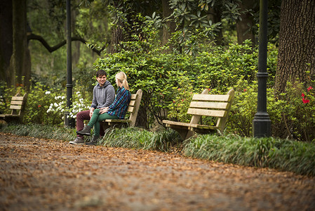 树到内裤流程图一对情侣在公园长椅上聊天背景